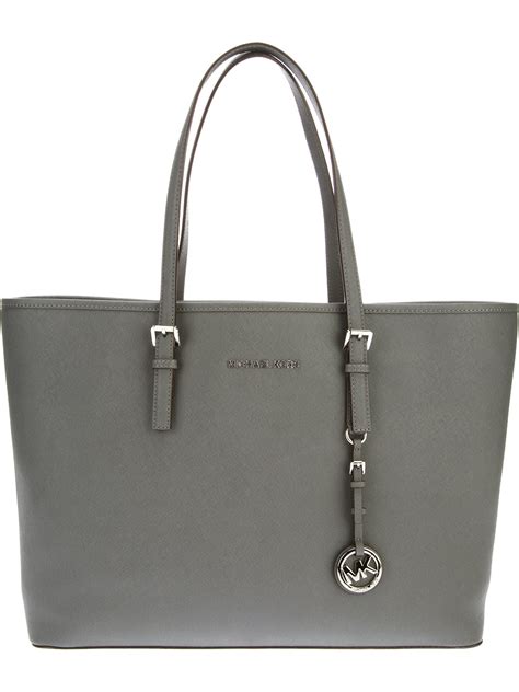 grey leather michael kors purse|Michael Kors signature tote gray.